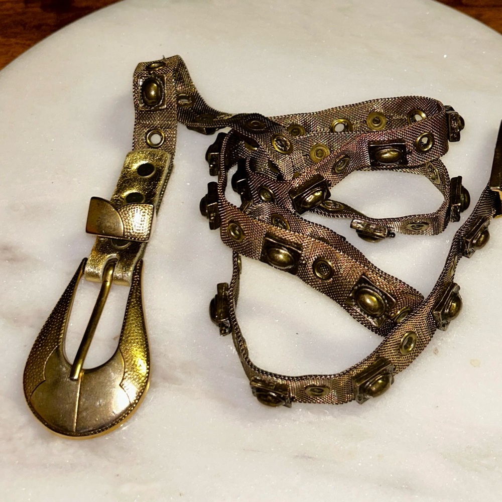 Ribco ~ Medium ~ Gold Mesh Metal W/ 27 Conchos ~ Boho/Rocker/Western ~ Belt